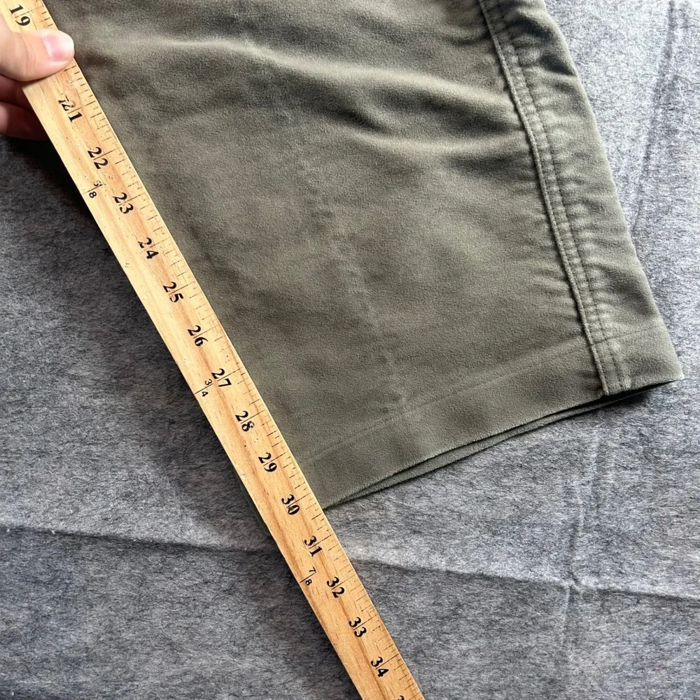 Orvis Field Pants Mens 46 Olive Green Quilted Leather Trim Moleskin Cotton